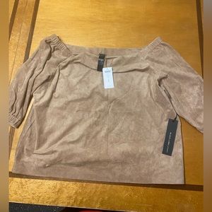 Black Label off shoulder top mochachino Chicos Sz 3 NWT